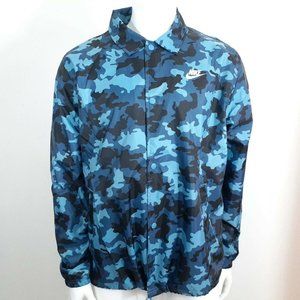 Nike Camo Sportswear Woven Jacket Large Men’s Blue Black NWT Button Front